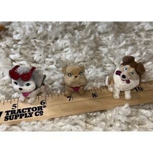 Lot Of 3 Flocked Barbie Pet Blind Bag PETS Dog Figure